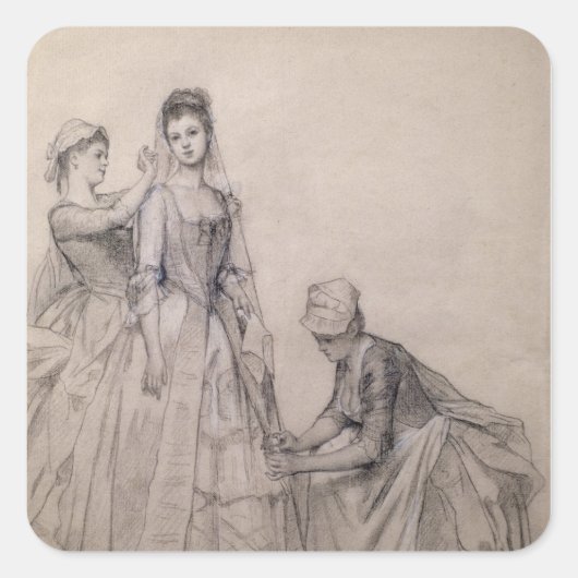 Het bijwonen aan de Bride Vierkante Sticker (Voorkant)