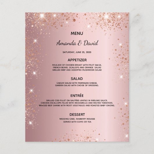 Het Bindemenu is lichtroze glitterstof metallisch (Voorkant)