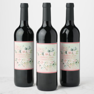 Het binden Floral Elegant Roze Manuscript personal Wijn Etiket