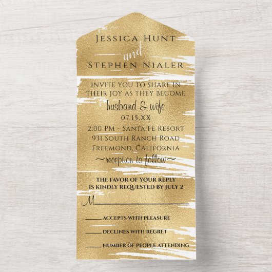 Het binden van alle N één Uitnodiging Elegant Gold (Binnen)