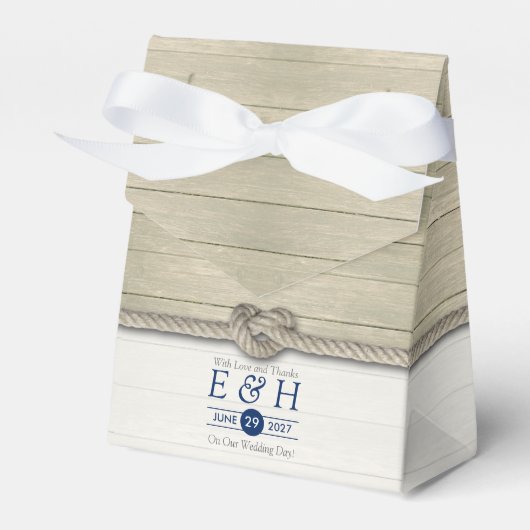 Het binden van de kei Rustic Beach bruiloft Bedankdoosjes (Voorkant Zijde)