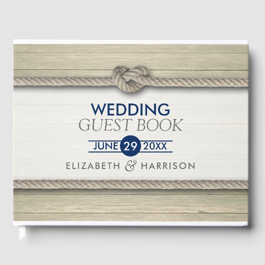 Het binden van de kei Rustic Beach bruiloft Gastenboek (Voorkant)