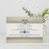 Het binden van de kei Rustic Beach bruiloft Kaart (Staand voorkant)