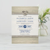 Het binden van de kei Rustic Beach bruiloft Kaart (Staand voorkant)