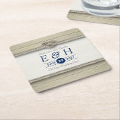 Het binden van de kei Rustic Beach bruiloft Kartonnen Onderzetters (Schuin)