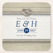 Het binden van de kei Rustic Beach bruiloft Kartonnen Onderzetters (Voorkant)