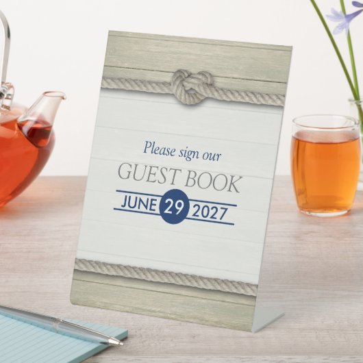 Het binden van de kei Rustic Beach bruiloft Reclamebord Met Voetstuk (Insitu)