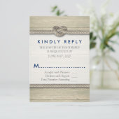 Het binden van de kei Rustic Beach bruiloft RSVP Kaartje (Staand voorkant)
