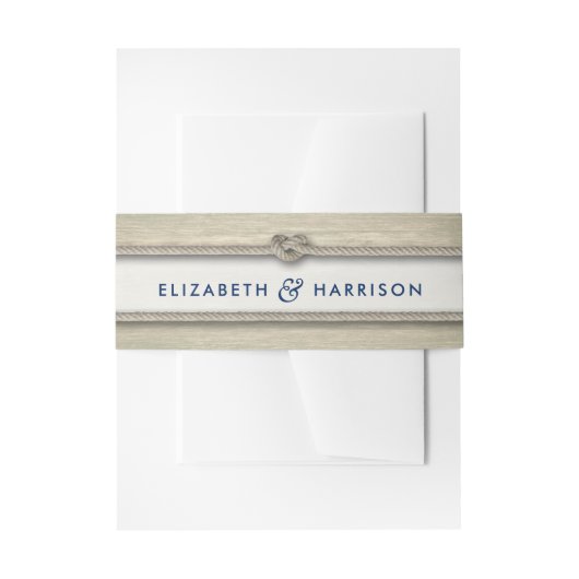 Het binden van de kei Rustic Beach bruiloft Uitnodigingen Wikkel (Voorkant Voorbeeld)