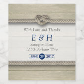 Het binden van de kei Rustic Beach bruiloft Wijn Etiket (Enkel label)