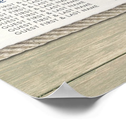 Het binden van de kei Rustic Beach Wedding Seating Poster (Hoek)