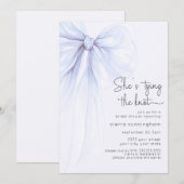 Het binden van de Knoop Blue Coquette Bow Vrijgeze Kaart (Voorkant / Achterkant)