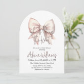 Het binden van de knoop Blush Pink Bow Vrijgezelle Kaart (Staand voorkant)