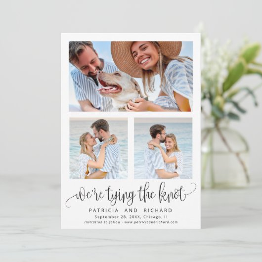 Het binden van de knoop die sparen Datum 3 Foto Kaart (Staand voorkant)