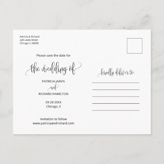 Het binden van de knoop die sparen de Datum Foto Briefkaart (Achterkant)