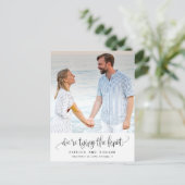 Het binden van de knoop die sparen de Datum Foto Briefkaart (Staand voorkant)