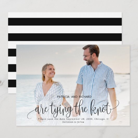 Het binden van de knoop die sparen de Datum Foto Kaart (Voorkant / Achterkant)