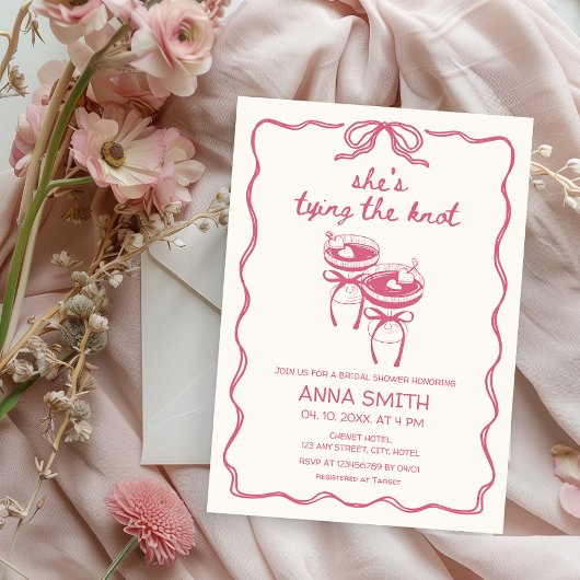 Het binden van de Knoop Hand-getrokken Coquette Vr Kaart