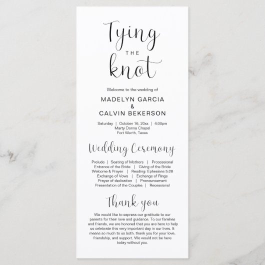 Het binden van de knoop, het Moderne Programma van Programmakaart (Voorkant)