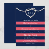 Het binden van de knoop Koraal & Navy bruiloft uit Kaart (Voorkant / Achterkant)