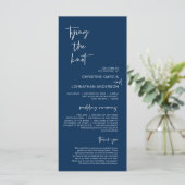 Het binden van de knoop, Modern Navy Blue Wedding  Programmakaart (Staand voorkant)