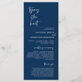 Het binden van de knoop, Modern Navy Blue Wedding  Programmakaart (Voorkant)