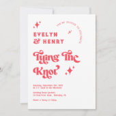 Het binden van de knoop Modern Retro Script Weddin Kaart (Voorkant)