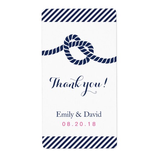 Het binden van de knoop Nautical Wedding Wine Labe Etiket (Voorkant)