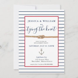 Het binden van de knoop nautische verlovingsfeest kaart