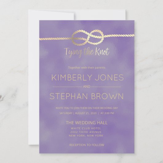 Het binden van de knoop Quote Mod Lavendel GoId Br Kaart (Voorkant)