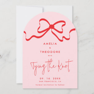 Het binden van de Knoop Red Bow Foto Save the Date Kaart