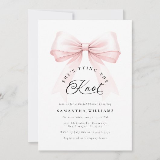 Het binden van de Knoop Roze Bow Bruids Douche Uit Kaart (Voorkant)