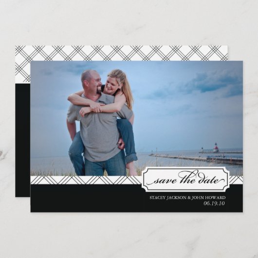 Het binden van de knoop sparen de Datum Fotokaart Save The Date (Voorkant / Achterkant)