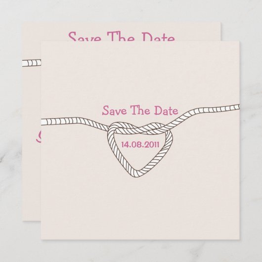 Het binden van de knoop sparen de Datum Save The Date (Voorkant / Achterkant)