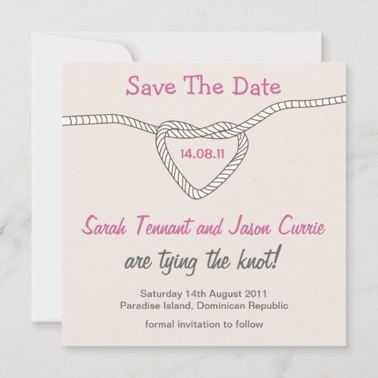 Het binden van de knoop sparen de Datum Save The Date (Achterkant)