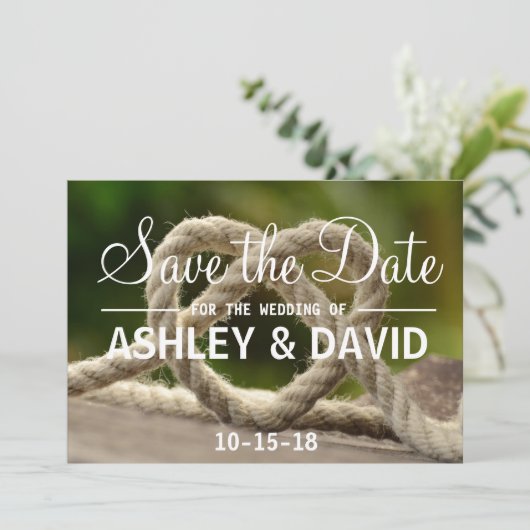 Het binden van de knoop sparen de DatumKaart Save The Date (Staand voorkant)