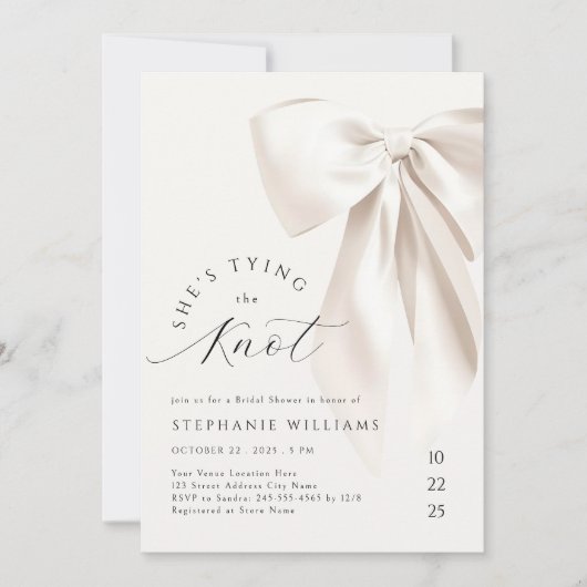 Het binden van de Knoop White Bow Bruids Douche Ui Kaart (Voorkant)