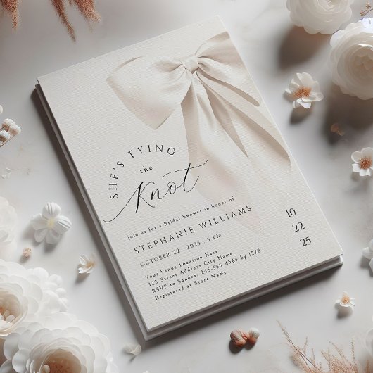 Het binden van de Knoop White Bow Bruids Douche Ui Kaart