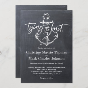 Het binden van de Knot Anchor Chalkboard Wedding Kaart