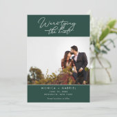 Het binden van de Knot Emerald Green Wedding spare Aankondiging (Staand voorkant)