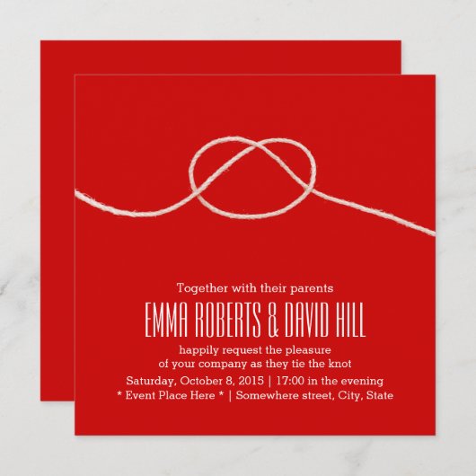 Het binden van de Knot Love Big Red Weddenschap Kaart (Voorkant / Achterkant)