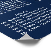 Het binden van de Knot Navy Blue Wedding Seating C Poster (Hoek)