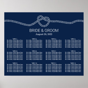 Het binden van de Knot Navy Blue Wedding Seating C Poster