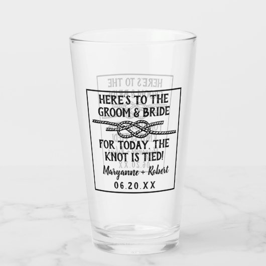 Het binden van de Knot Rope Douane Couples Names Glas (Achterkant)