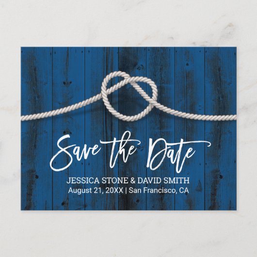 Het binden van de Knot Rustic Beach Wedding sparen Aankondigingskaart (Voorkant)