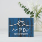 Het binden van de Knot Rustic Beach Wedding sparen Aankondigingskaart (Staand voorkant)