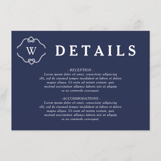 Het binden van de Knot Wedding Details Informatiekaartje (Voorkant)