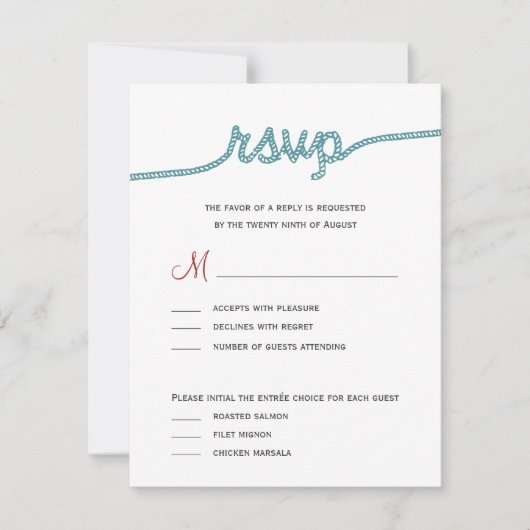 Het binden van de Knot Wedding RSVP kaarten Kaartje (Voorkant)