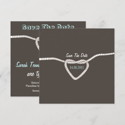 Het binden van de Knot Wedding sparen de Datum Save The Date (Voorkant / Achterkant)
