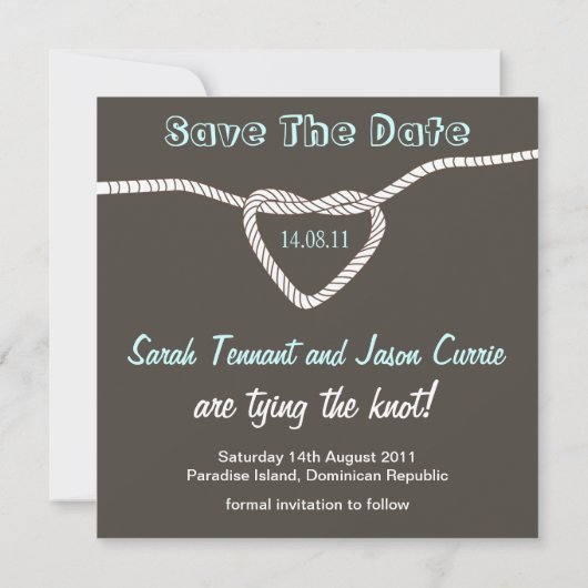 Het binden van de Knot Wedding sparen de Datum Save The Date (Achterkant)